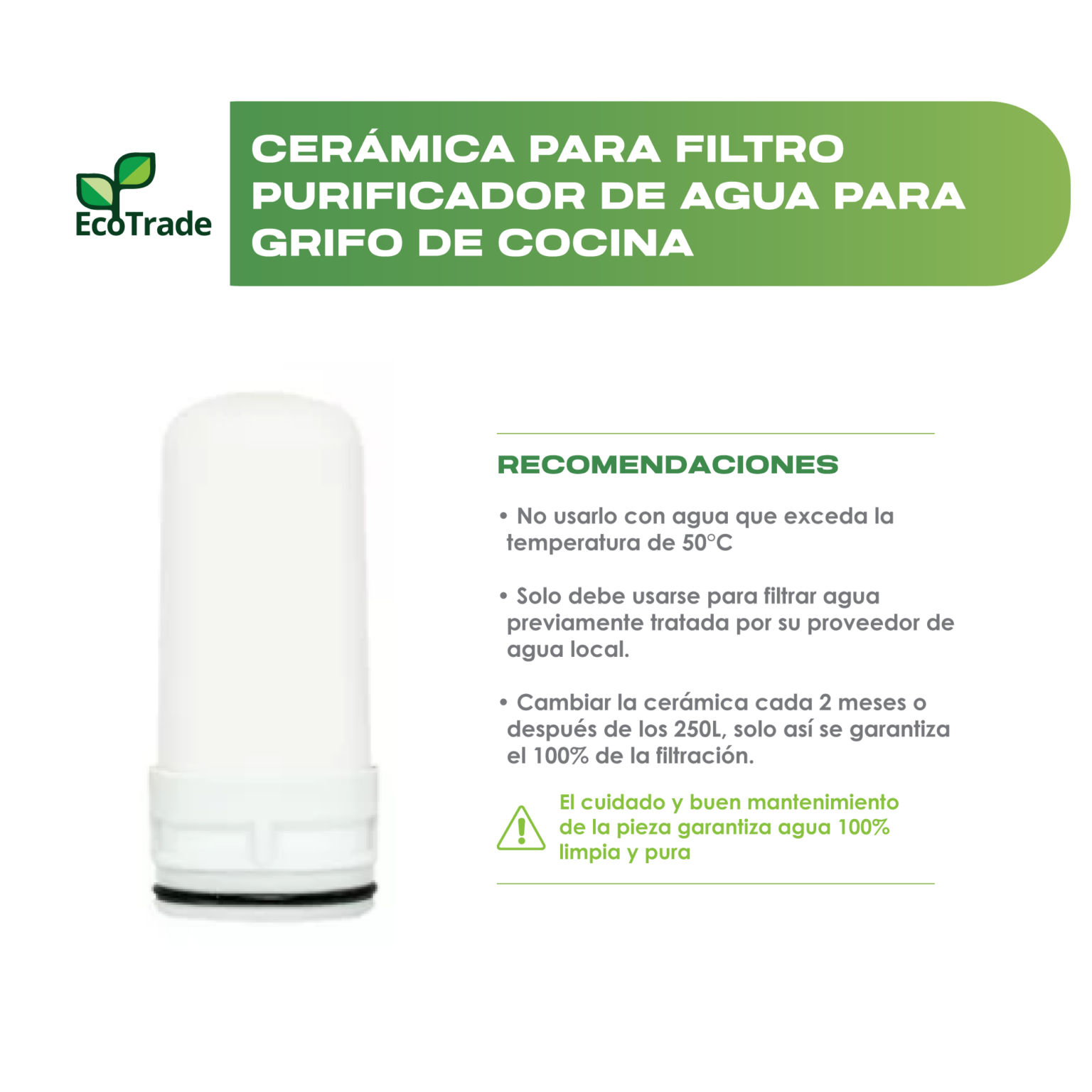Ecotrade Repuesto Ceramica Filtro Purificador Agua de Grifo Ecotrade - Ecotrade
