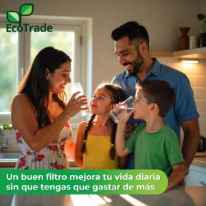 Filtro de agua Ecotrade instalado en cocina colombiana