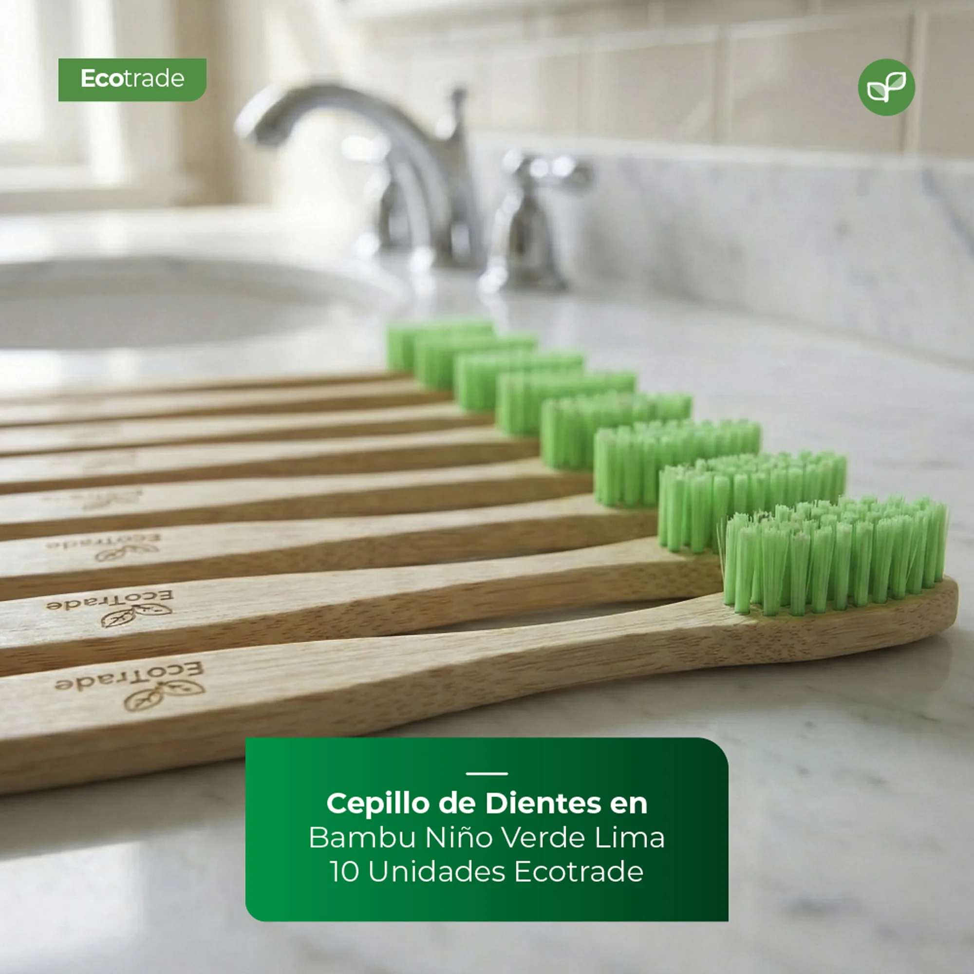 Cepillo de Dientes en Bambu Niño Verde Lima 10 Unidades Ecotrade - Imagen 2
