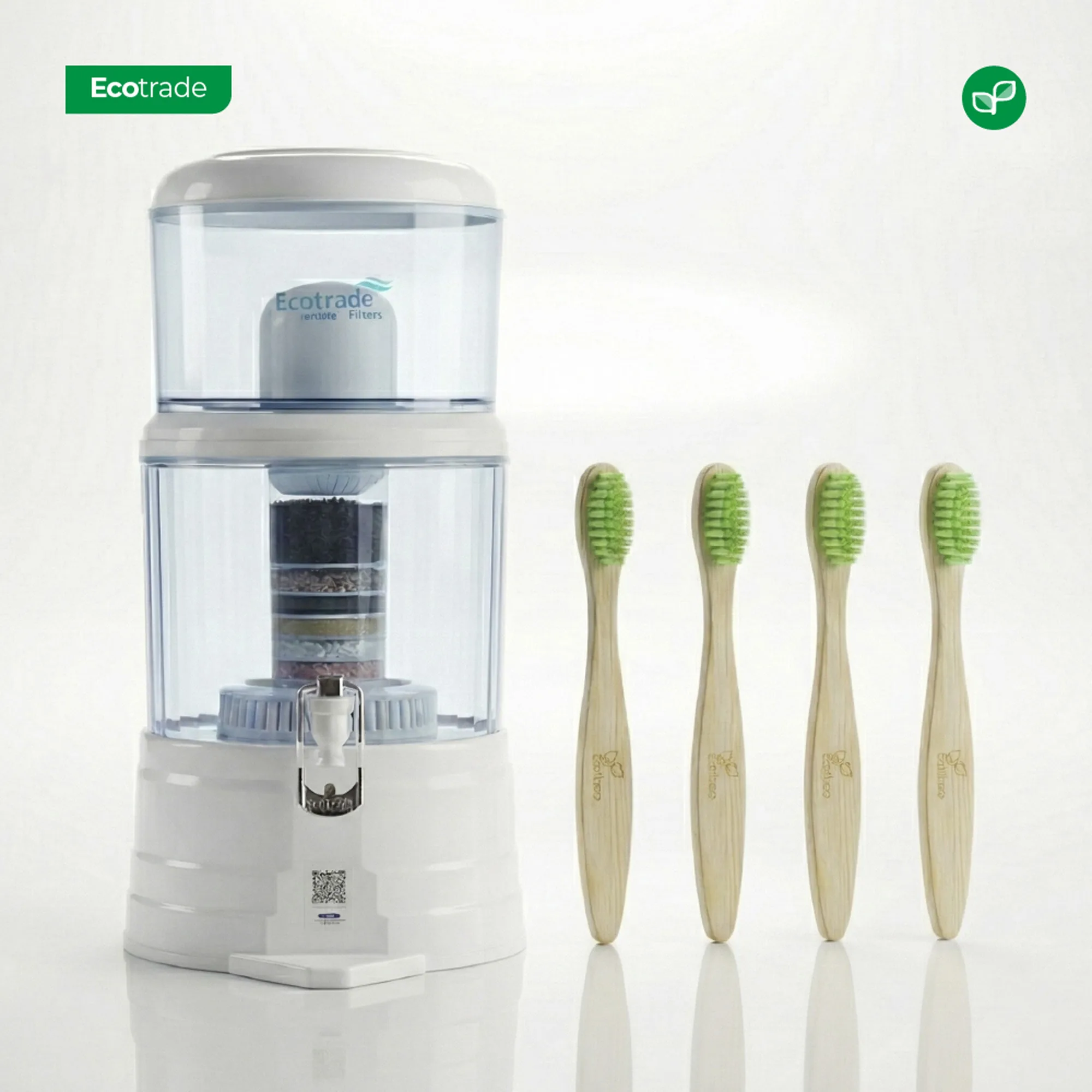 Filtro Purificador Agua 14 Litros mas 4 Cepillos Bambú Ecotrade