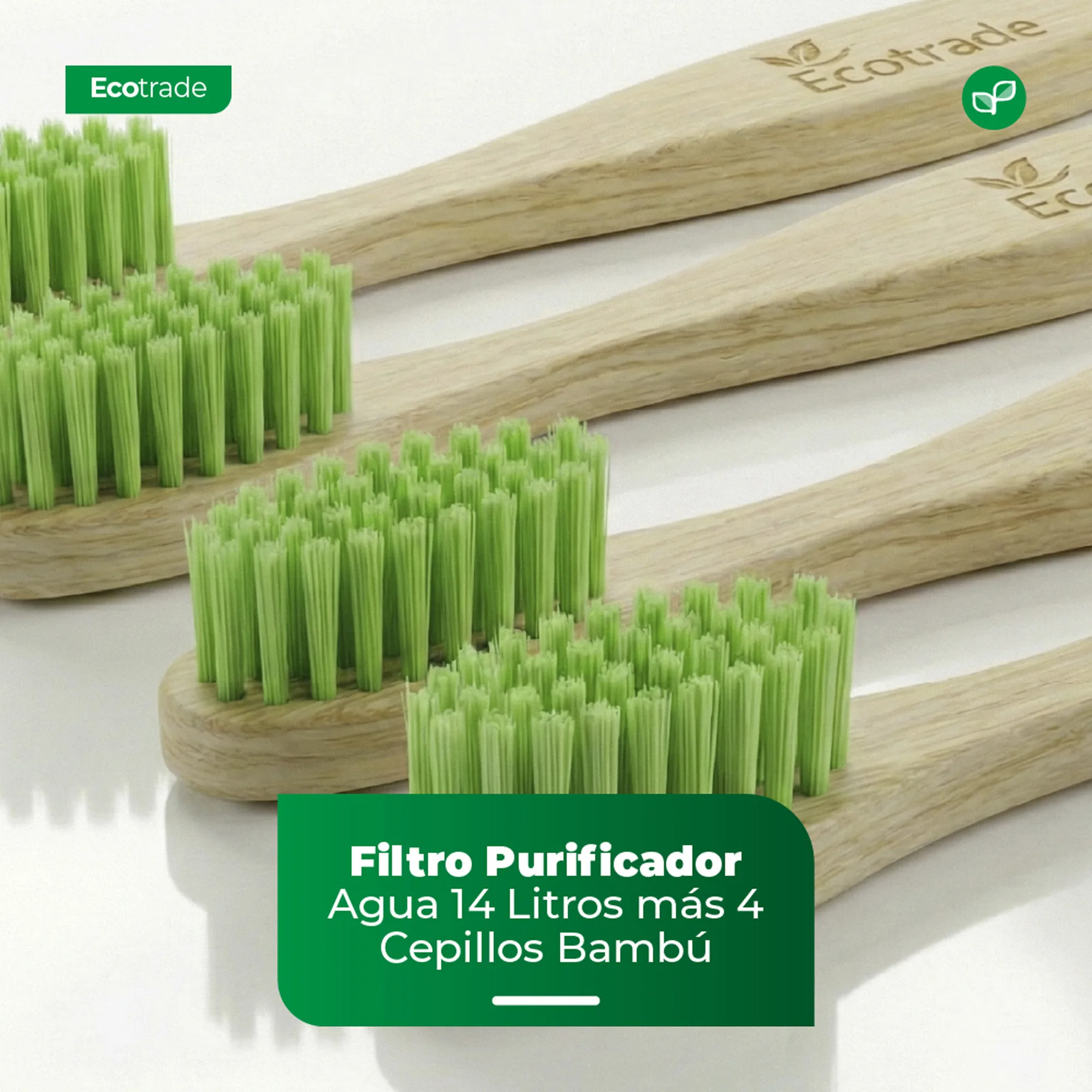 Filtro Purificador Agua 14 Litros mas 4 Cepillos Bambú Ecotrade - Imagen 3
