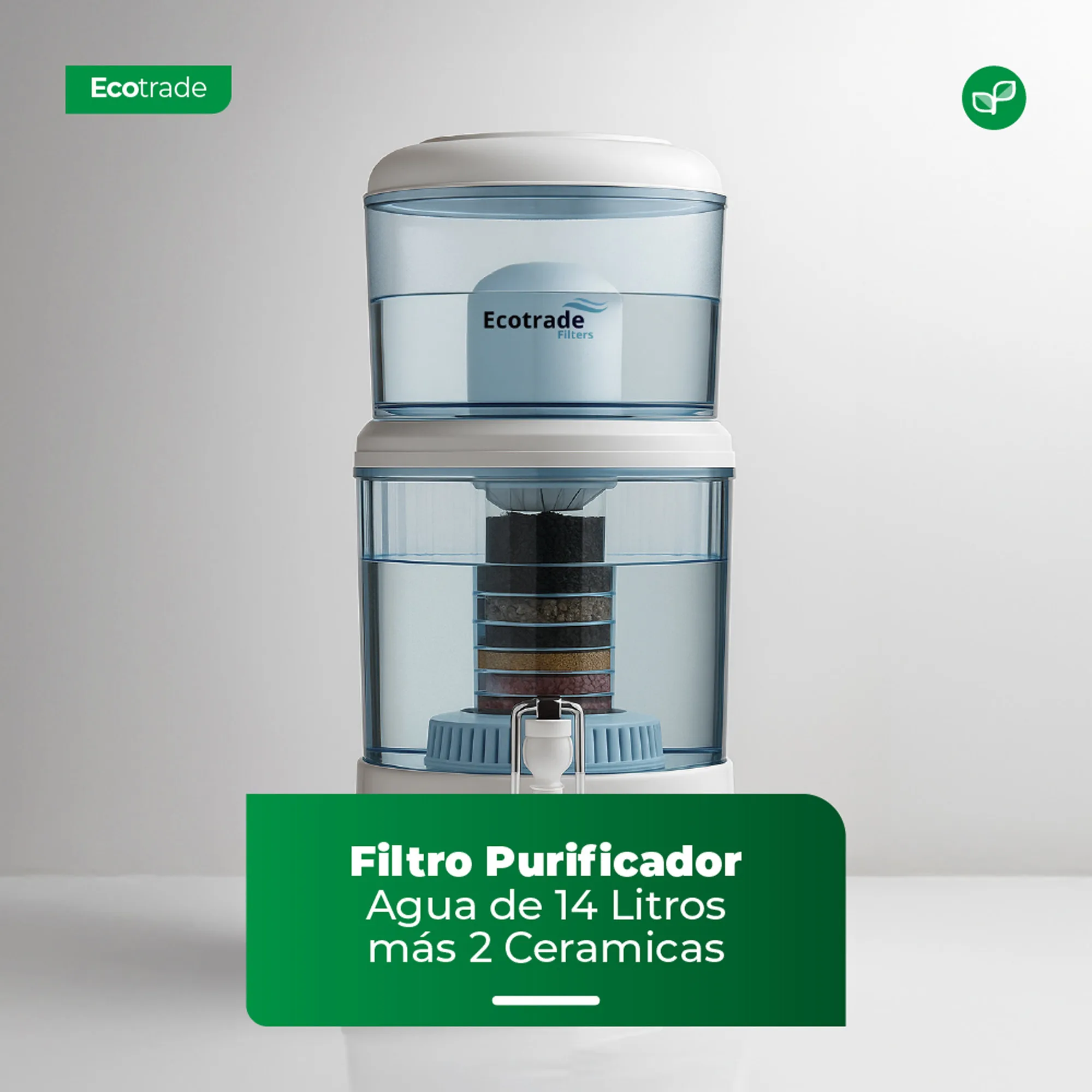 Filtro Purificador Agua de 14 Litros mas 2 Ceramicas Ecotrade - Imagen 4