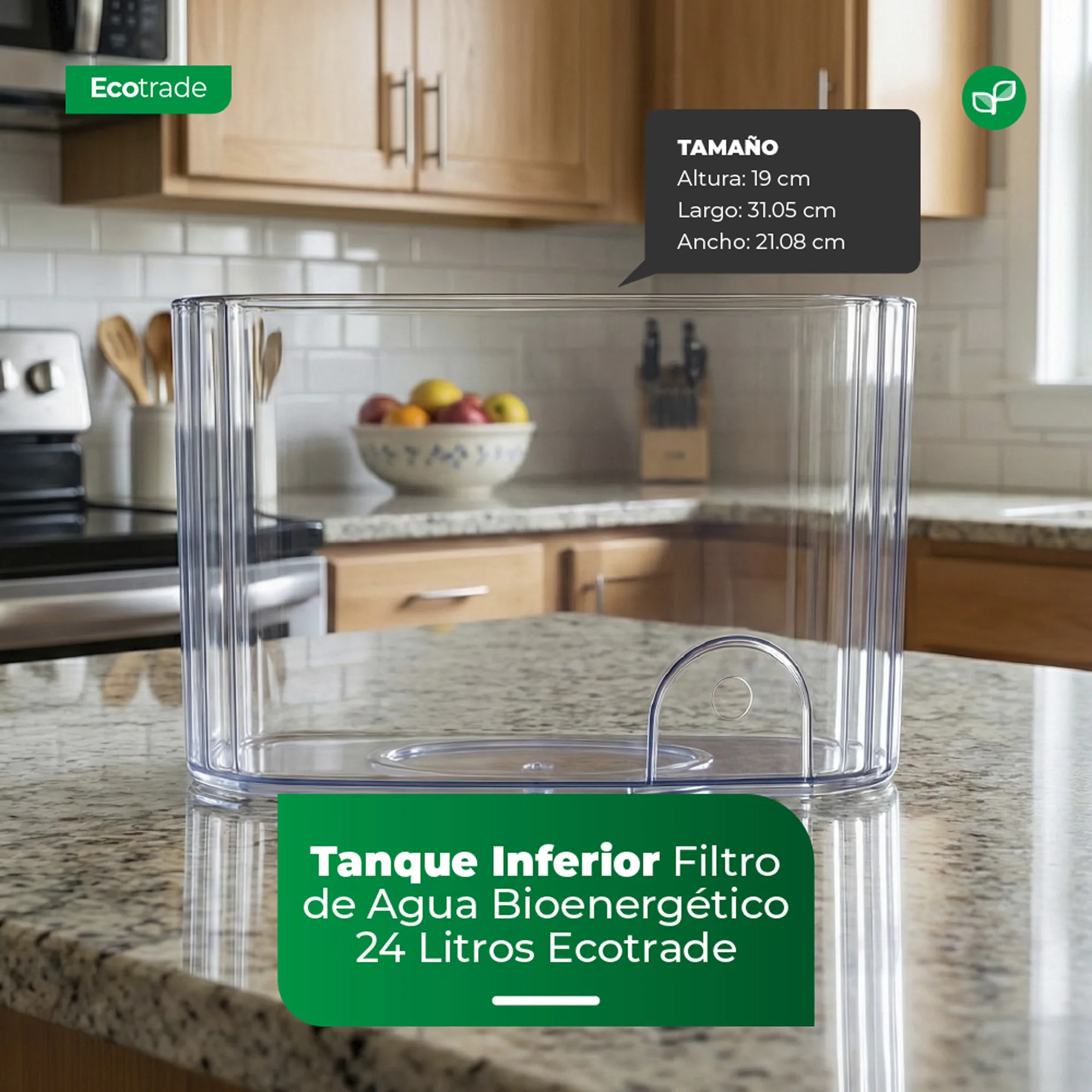 Tanque Inferior Filtro de Agua Bioenergético 24 Litros Ecotrade - Imagen 2