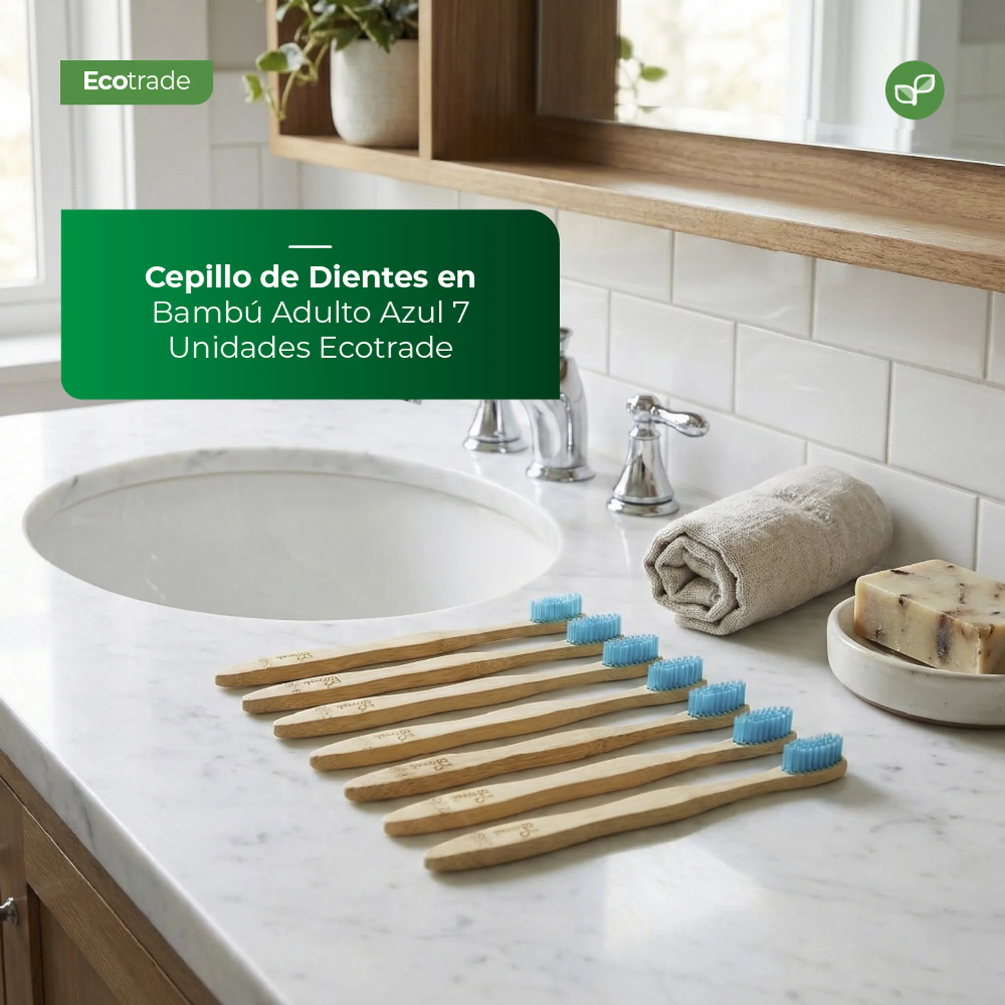 Cepillo de Dientes en Bambú Adulto Azul 7 Unidades Ecotrade - Imagen 2