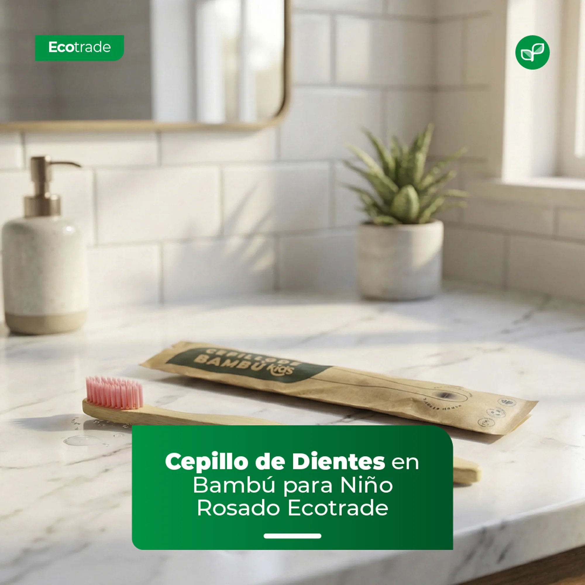 Cepillo de Dientes en Bambú para Niño Rosado Ecotrade - Imagen 4