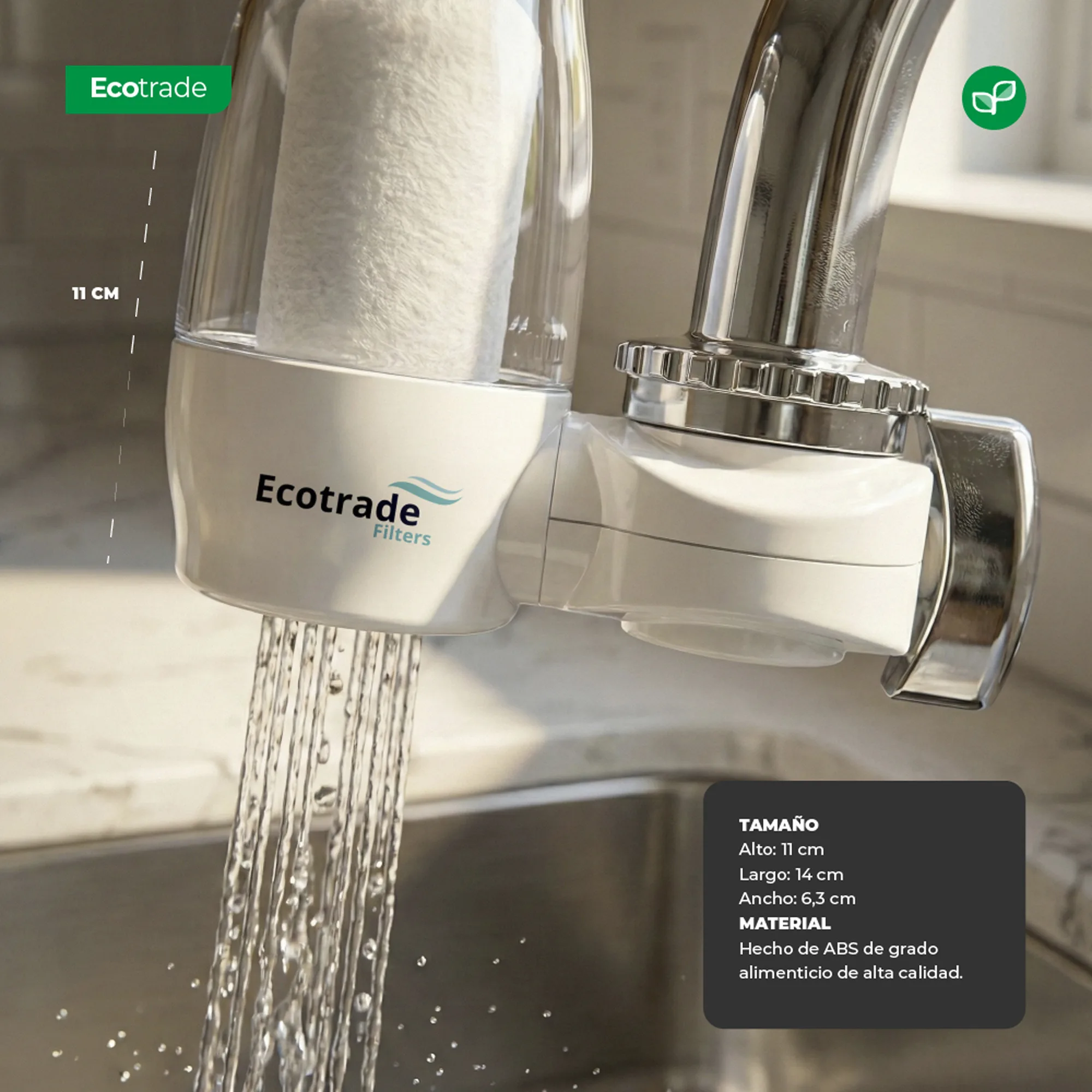 Filtro Purificador Agua Para Grifo de Cocina Ecotrade - Imagen 3