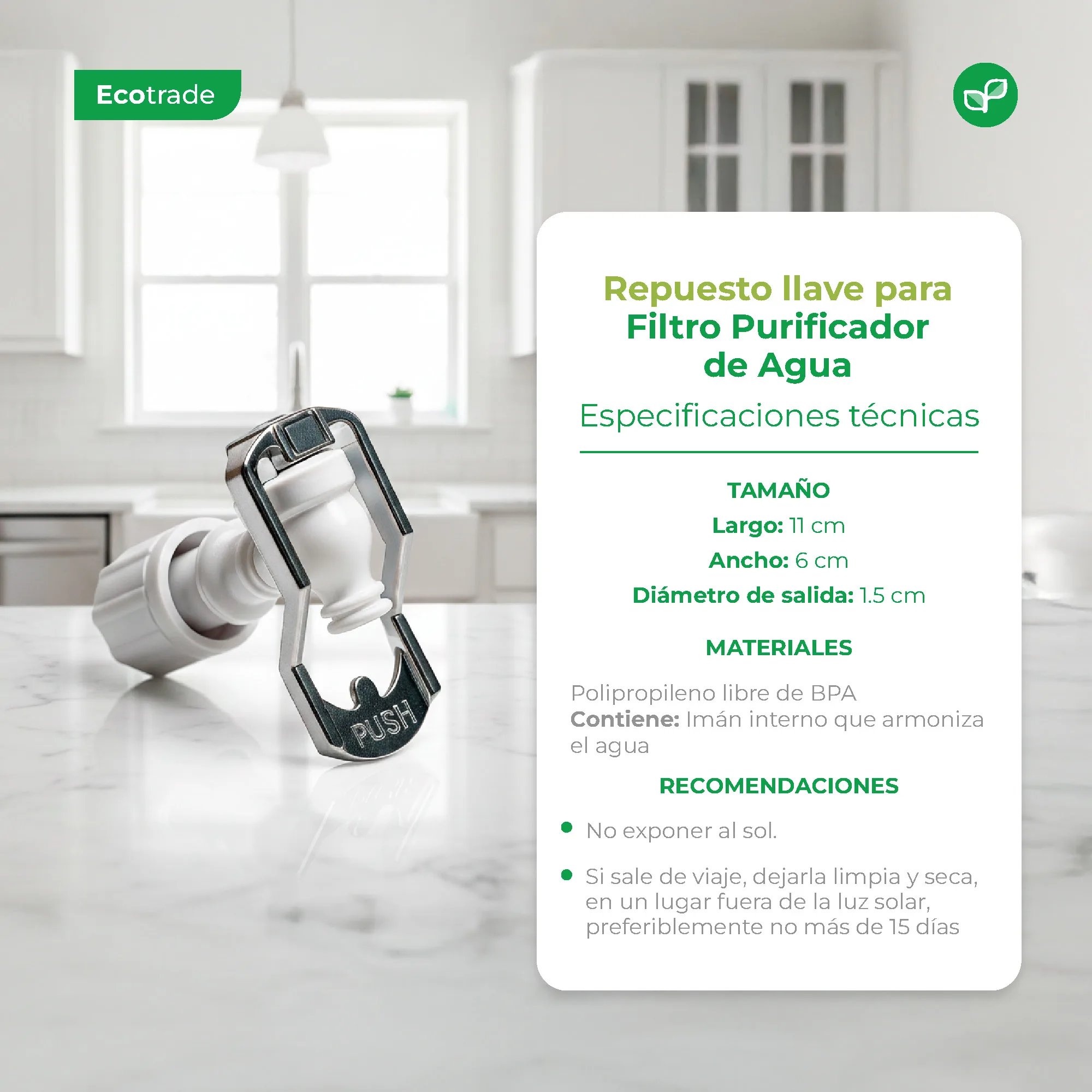 Kit 3 Repuestos 14 Litros mas Llave Magnética Ecotrade - Imagen 7