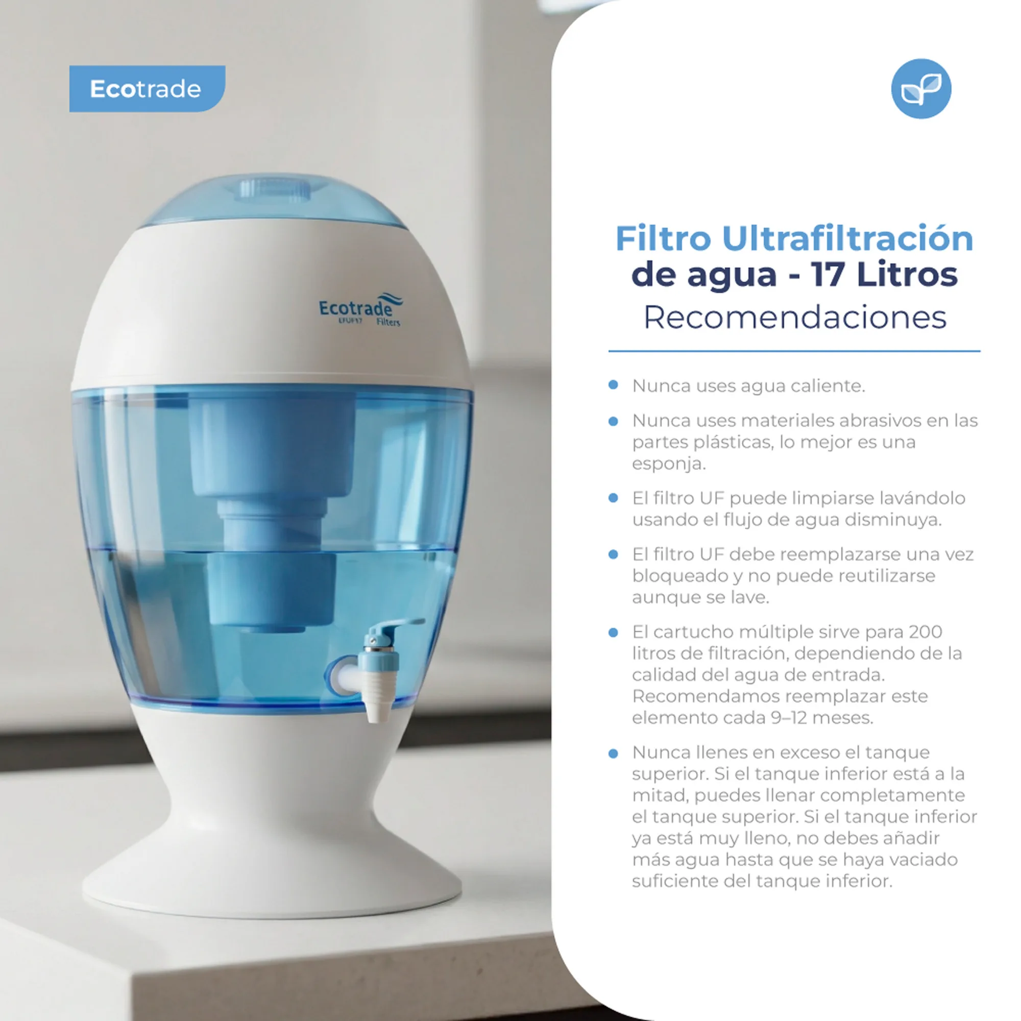Filtro Purificador de Agua Ultrafiltración 17 Litros - Imagen 6