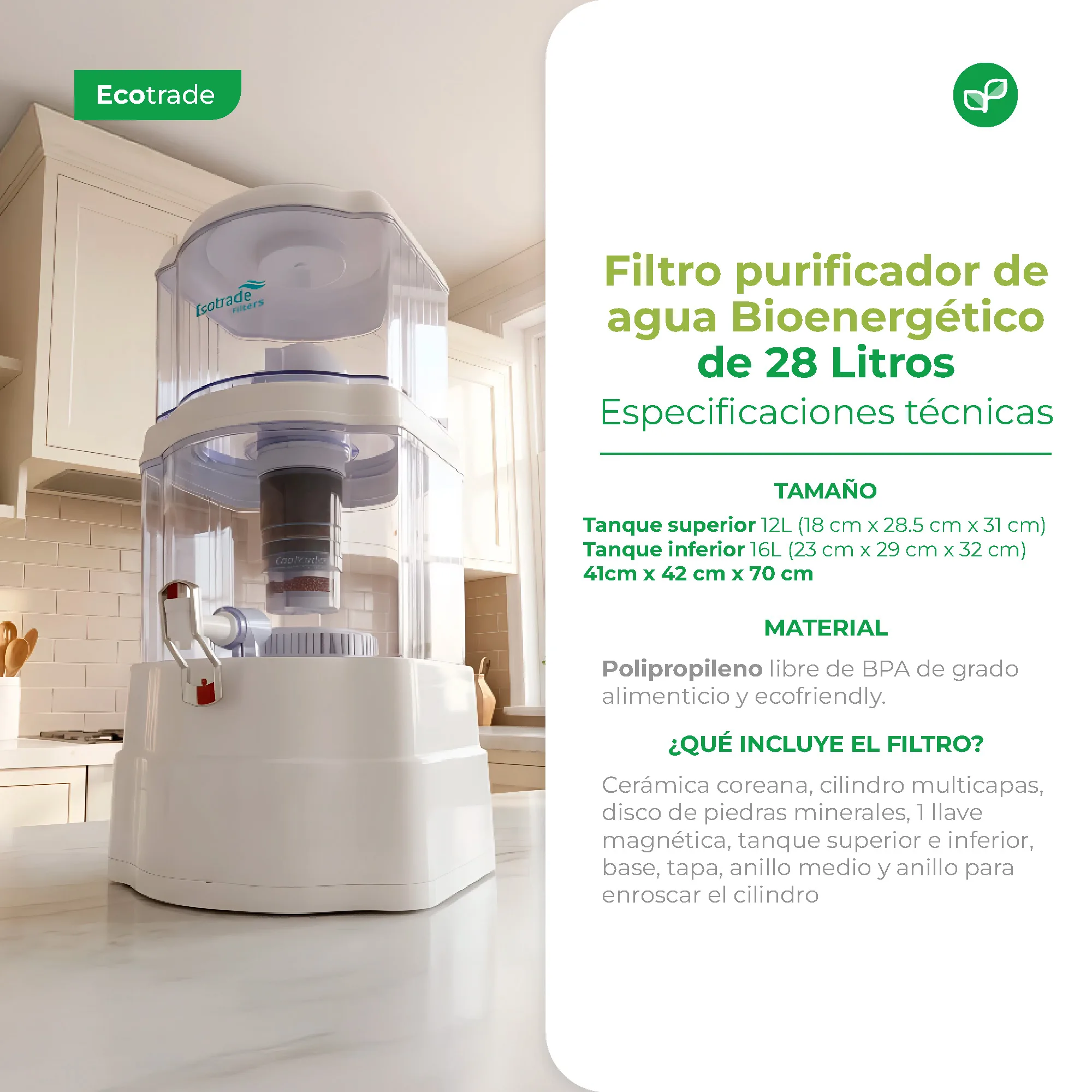 Filtro Purificador de Agua 28 Litros Ecotrade Filters - Imagen 2