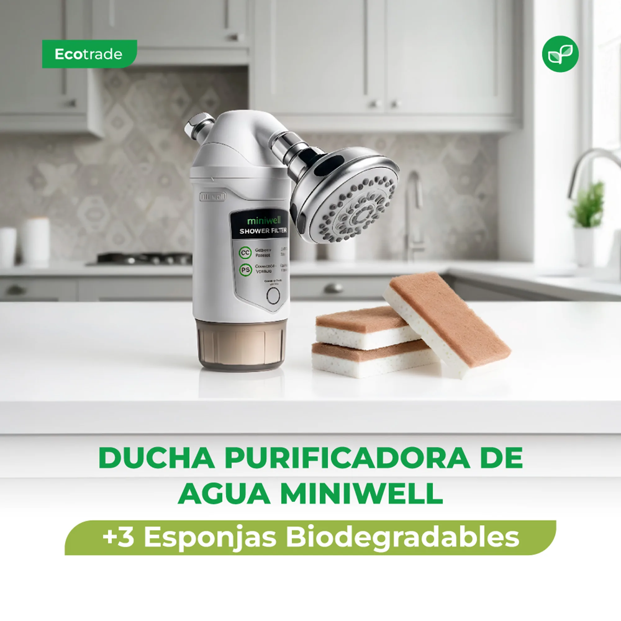 Ducha Purificadora de Agua Miniwell mas Esponjas Ecotrade - Imagen 2
