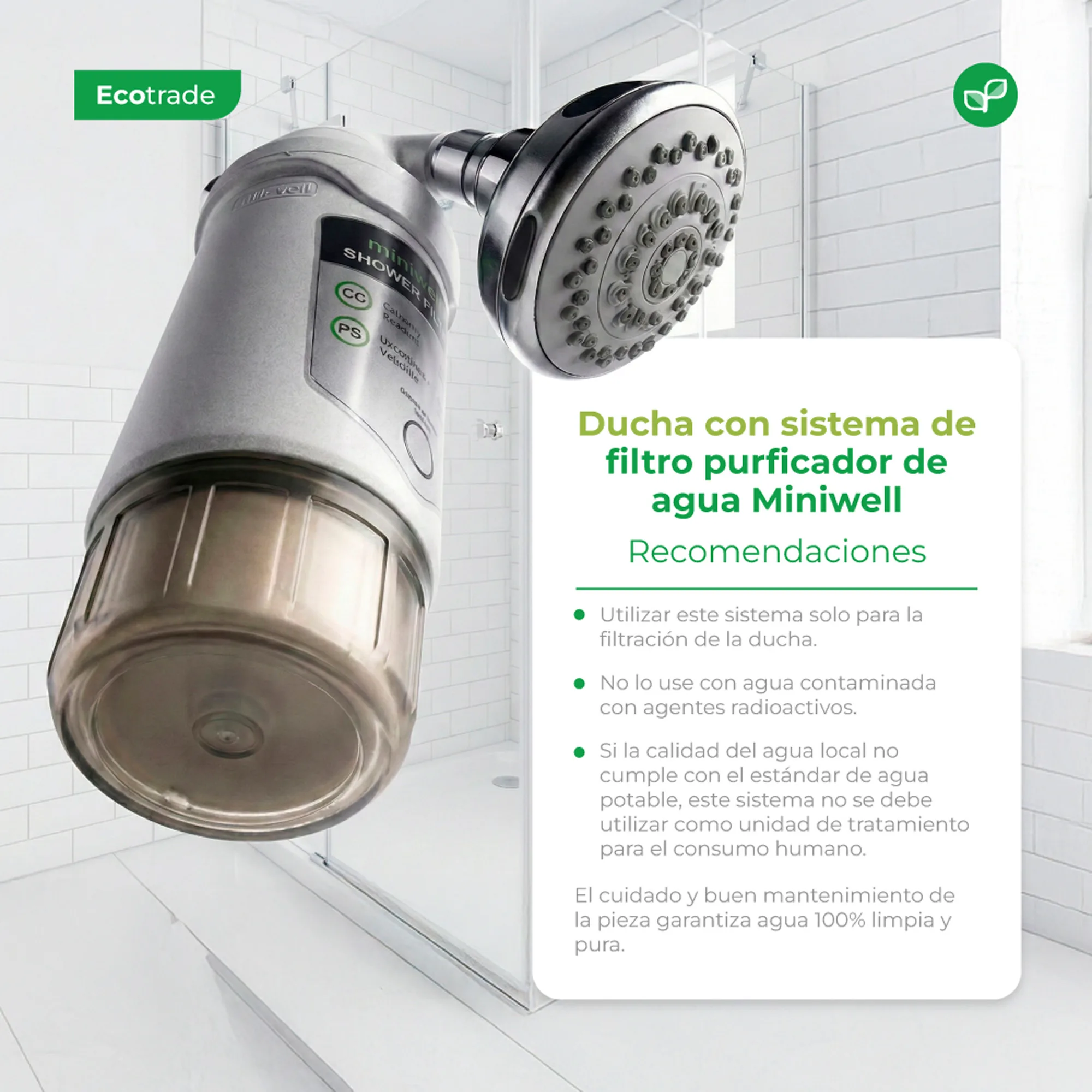 Ducha Purificadora de Agua Miniwell mas Esponjas Ecotrade - Imagen 4