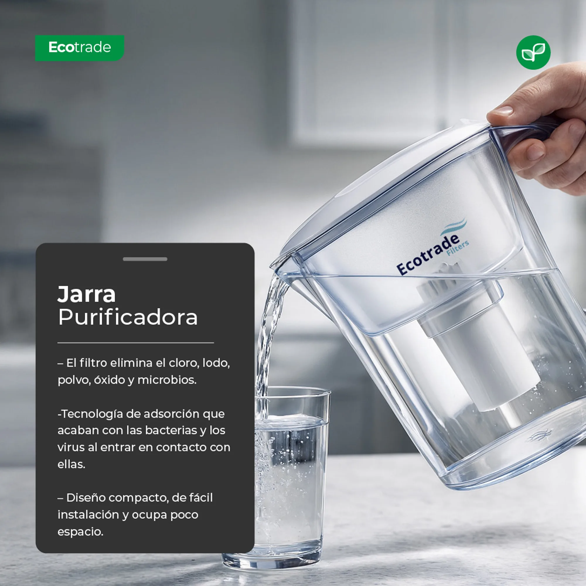 Jarra Purificadora Agua Alcalina mas 3 Repuestos Ecotrade - Imagen 2