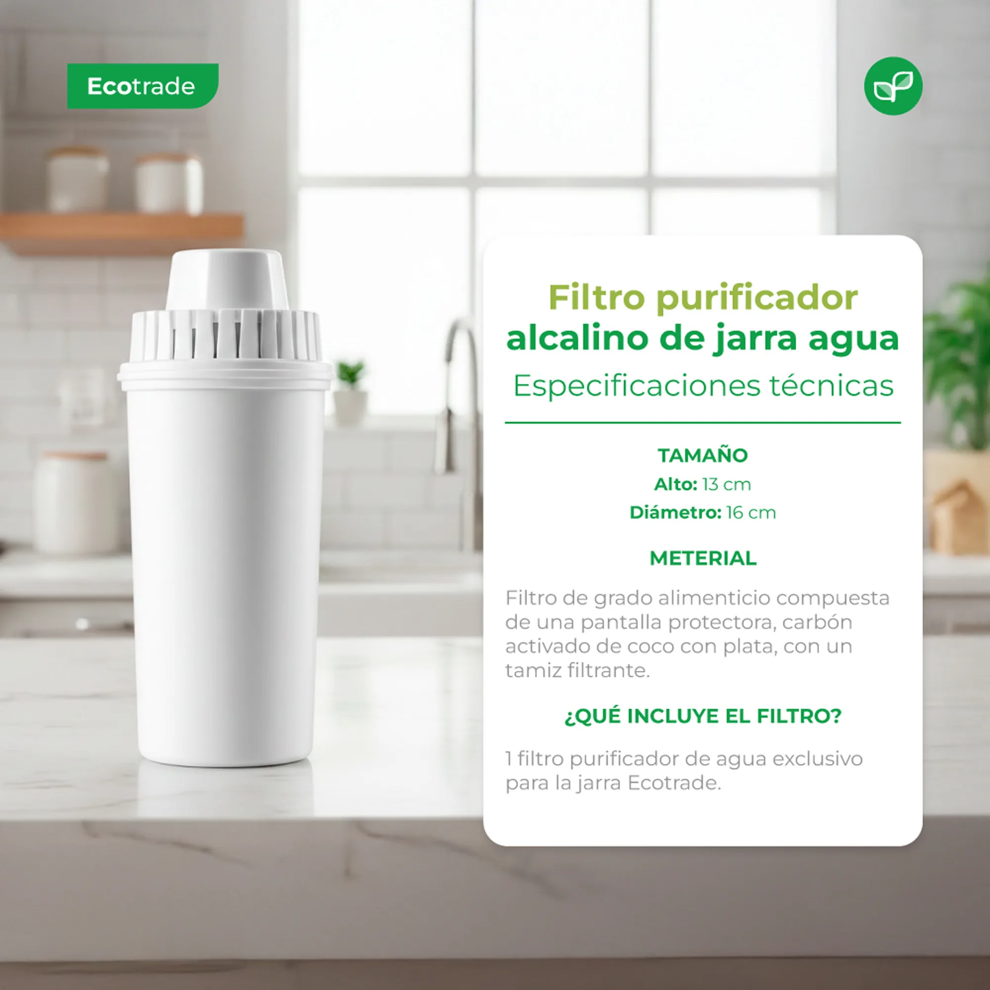 Repuestos Alcalinos Jarra Purificadora Agua Ecotrade Kit 4 - Imagen 3