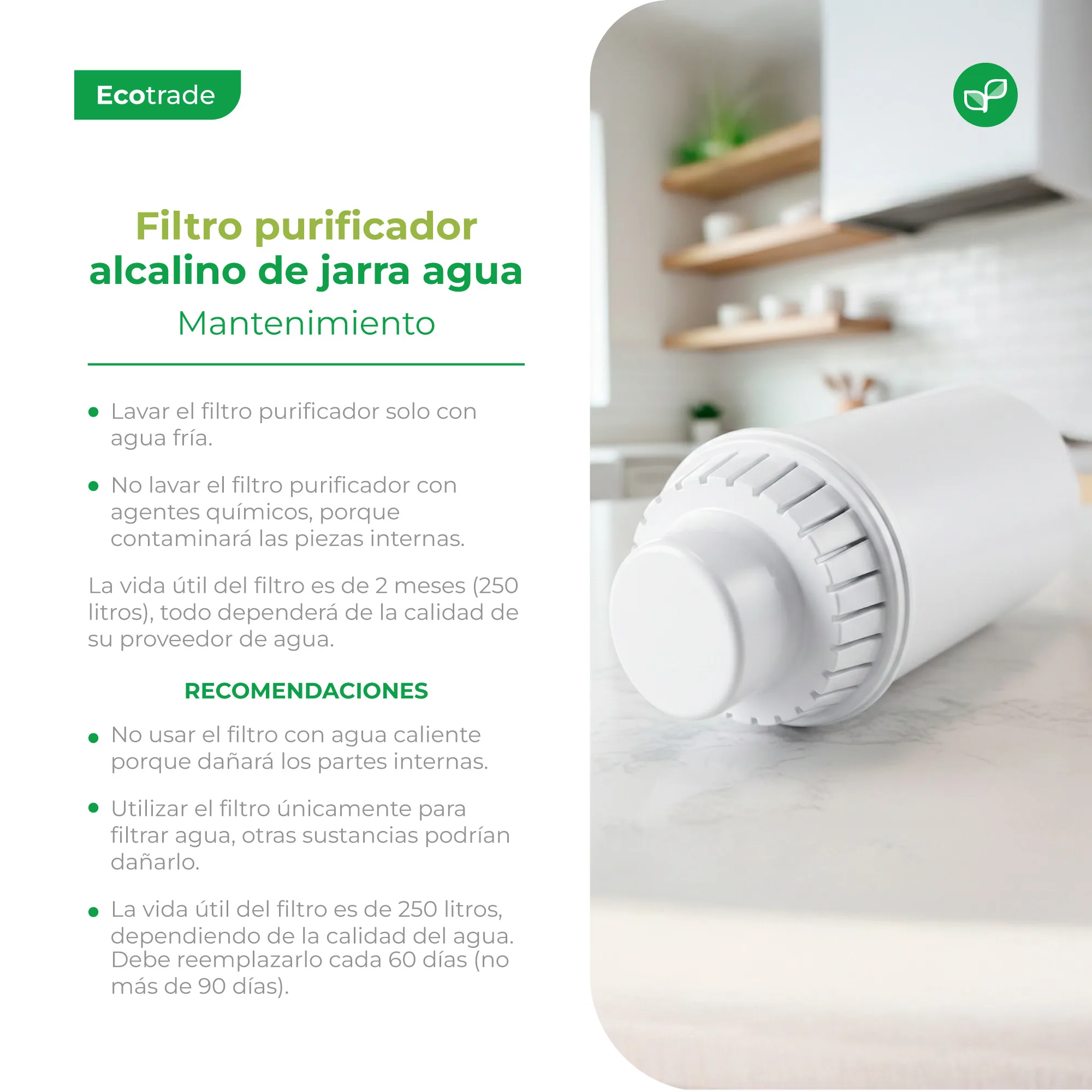 Repuestos Alcalinos Jarra Purificadora Agua Ecotrade Kit 4 - Imagen 4