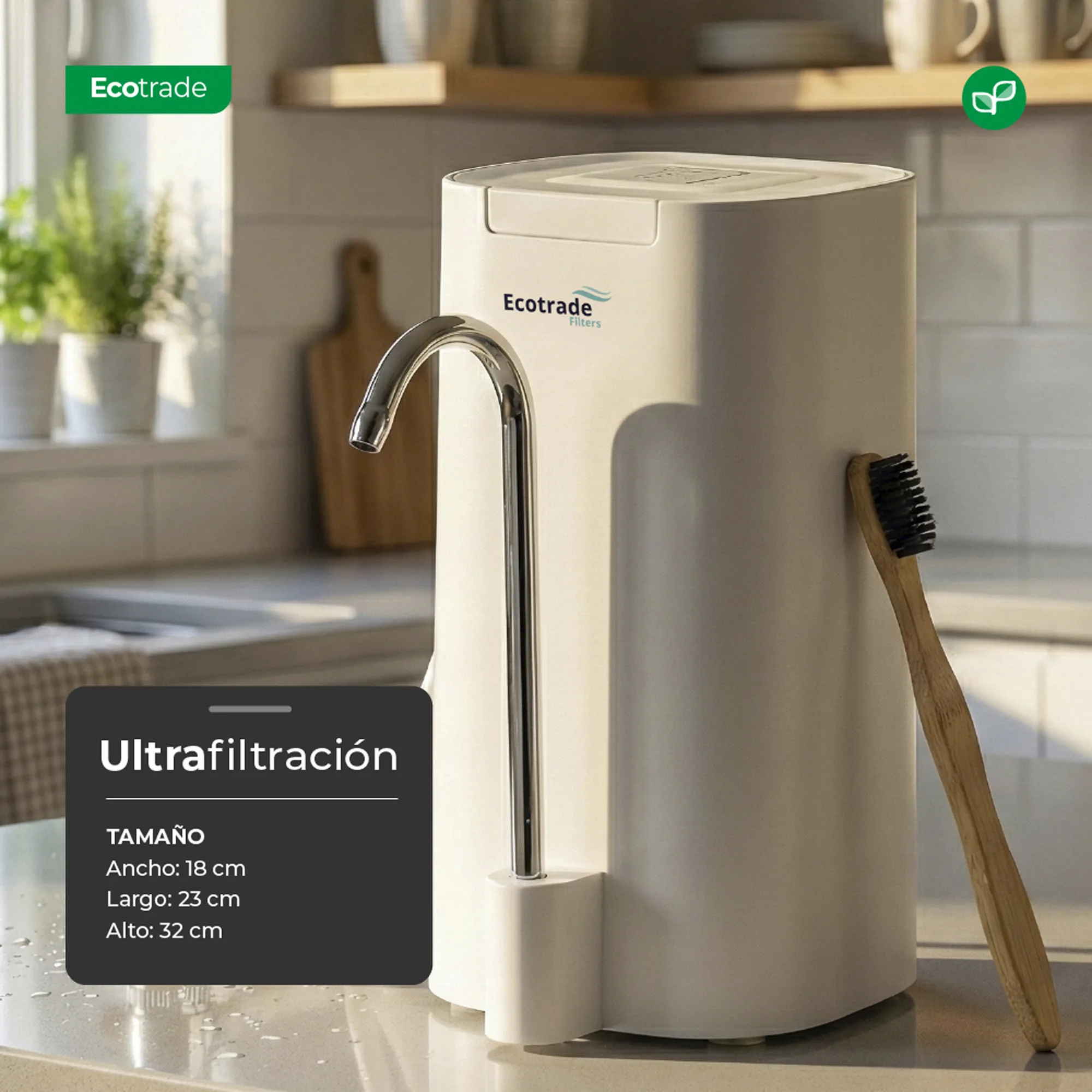 Filtro De Agua Con Ultrafiltración mas Cepillo de Bambu Ecotrade - Imagen 3