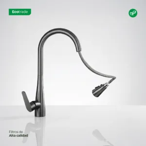 Grifo Cocina Acero Inoxidable Mate Rociador Extensible 360°