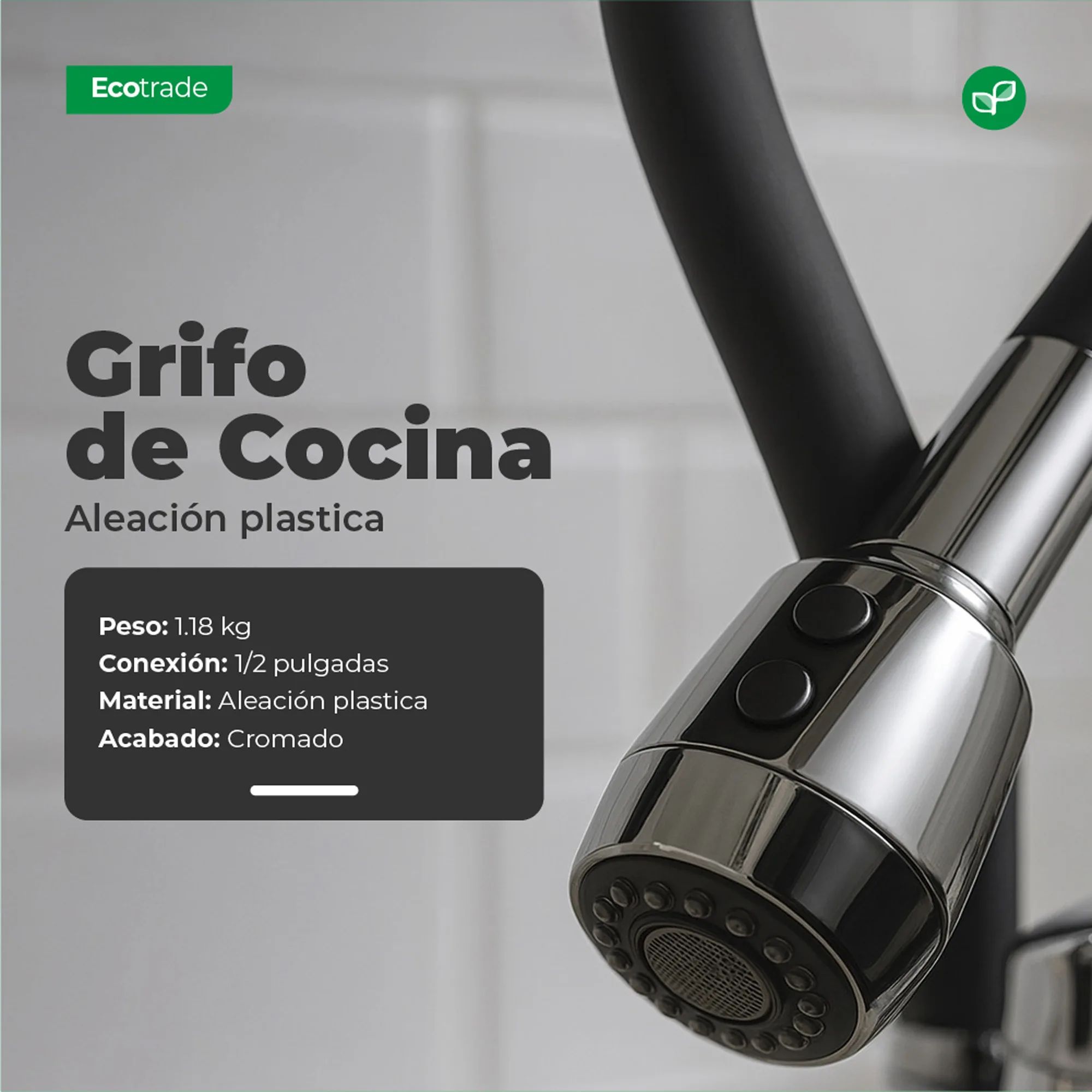Grifo Cocina Giratorio con Salida de Agua Caliente Ecotrade - Imagen 3