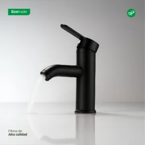 Grifería Baño Acero Inoxidable Negro Mate Monomando Redondo