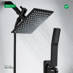 Ducha Lluvia Acero Inoxidable Negro mate Manguera Flexible
