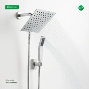 Kit Ducha Lluvia Cuadrado en Acero Inoxidable Ecotrade