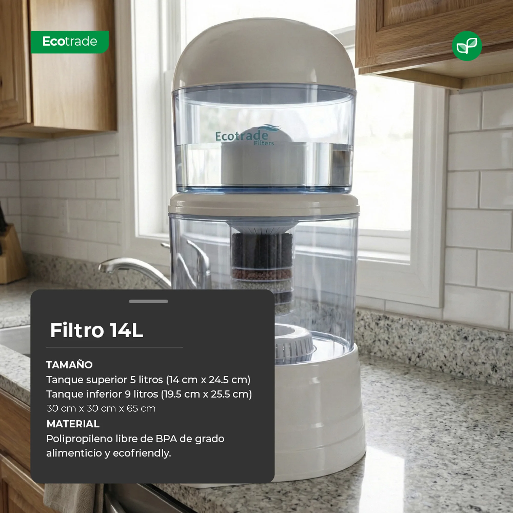 14N0003 Filtro Purificador De Agua Casero 14 Litros Ecotrade principal